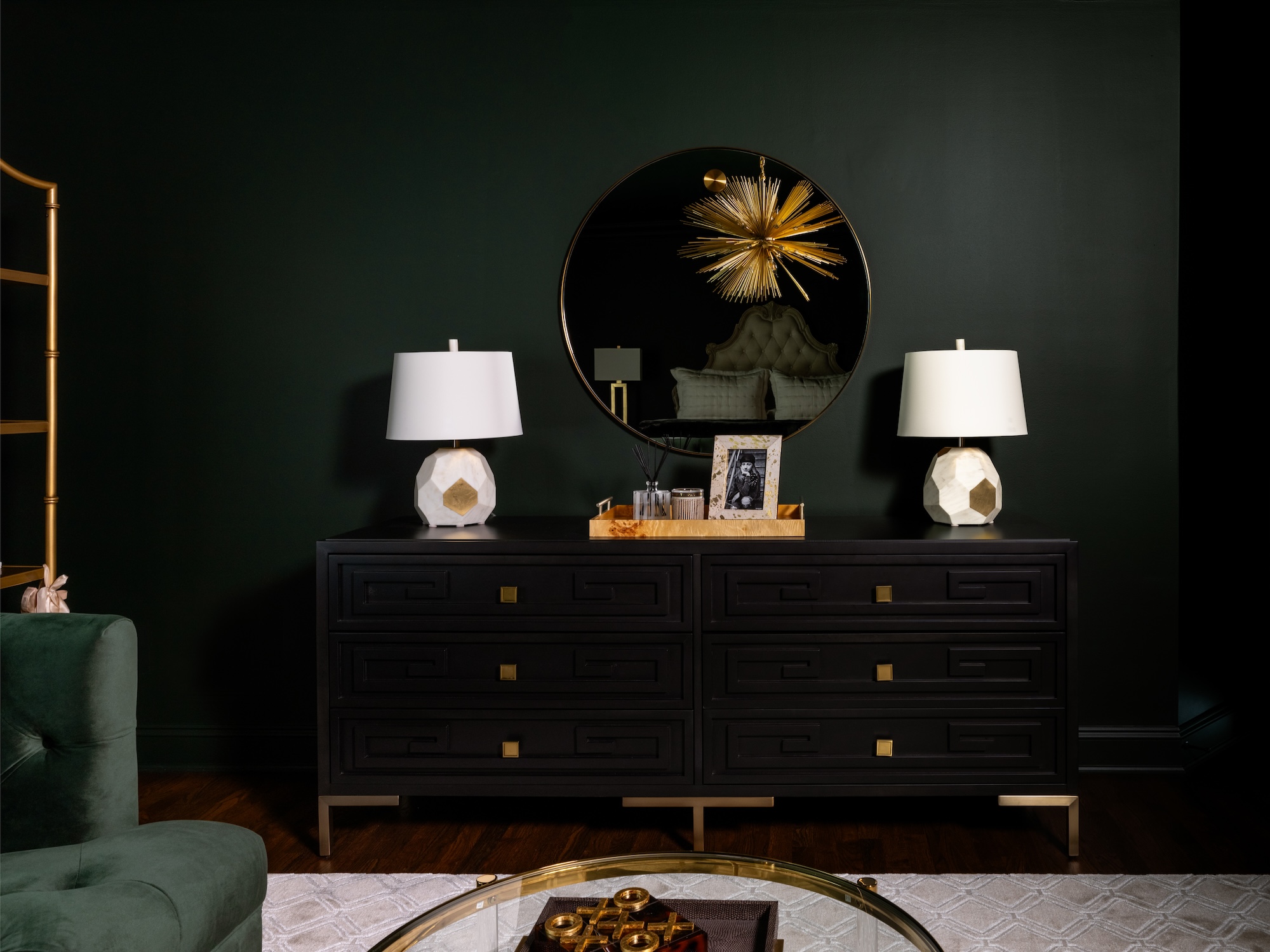 Dark Green Wall And Accents Interior Design